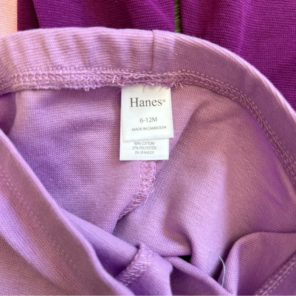 NWOT 6-12 Months Hanes Ultimate Flexy 3 Pairs of Pants Pink Purple‎ Stretchy